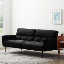 Raj Furniture Three Seater Wooden Sofa Cum Bed For Living Room, Dark Black