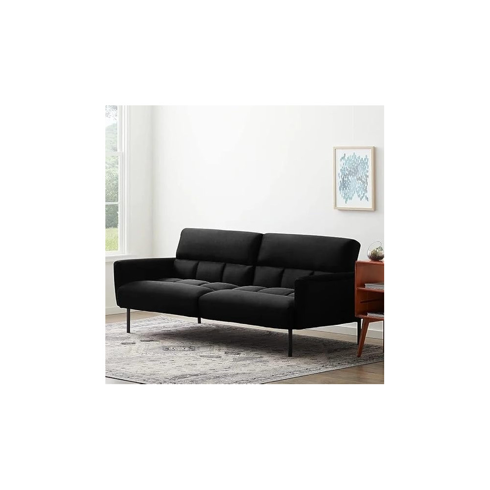 Raj Furniture Three Seater Wooden Sofa Cum Bed For Living Room, Dark Black
