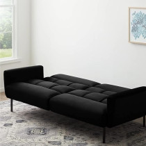 Raj Furniture Three Seater Wooden Sofa Cum Bed For Living Room, Dark Black