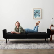 Raj Furniture Three Seater Wooden Sofa Cum Bed For Living Room, Dark Black