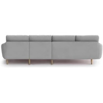 Raj Furniture Verdelux L-Shaped Sofa Set, 6 Seater (Lhs) With Premium Velvet Upholstery, Green Grey Fabric