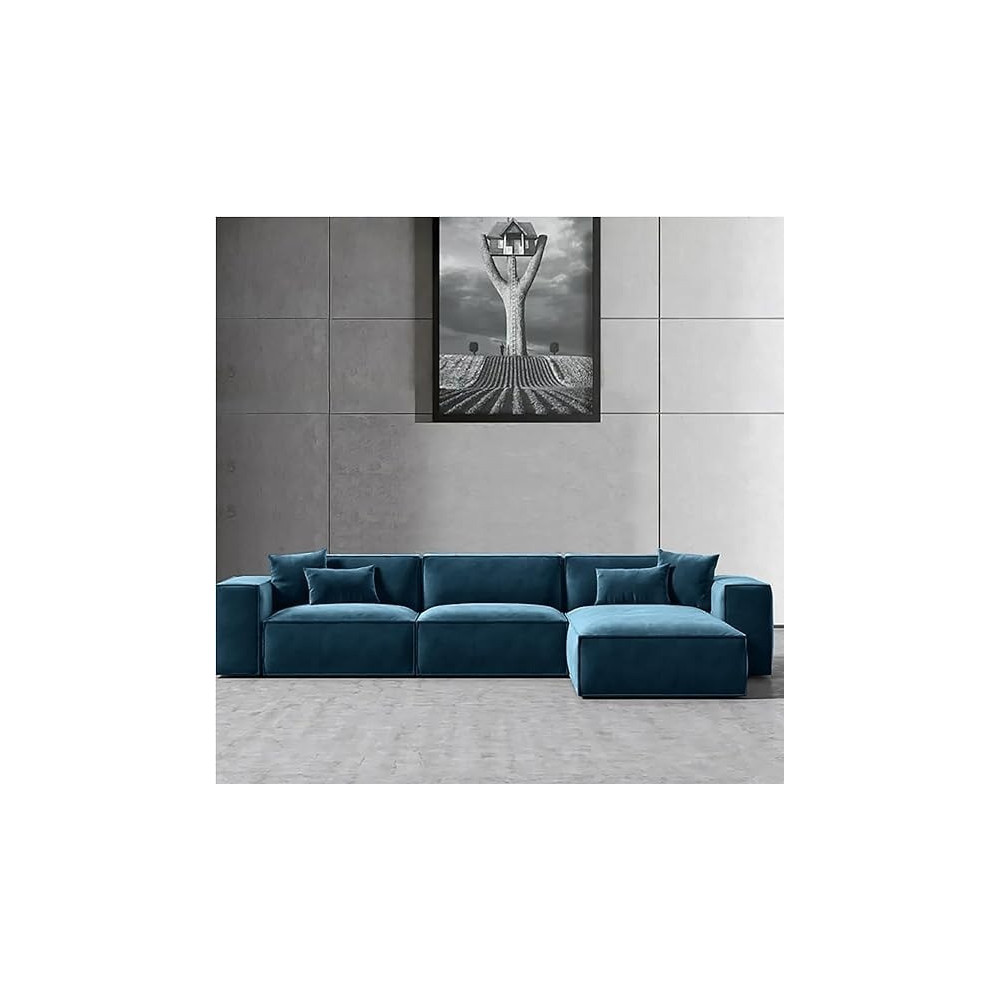 Ripple Furniture L-Shape Modern Style Luxury Home Couch, Left, Torqouise