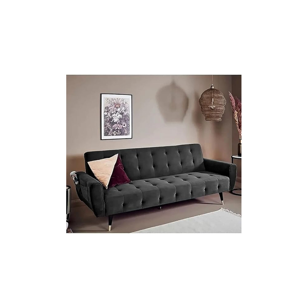 Raj Furniture 2 In 1 Upholstered Flip Sofa Bed, Taupe