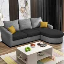 Raj Furniture Eleganceedge 4-Seater Sofa Set For Living Room, Black Grey