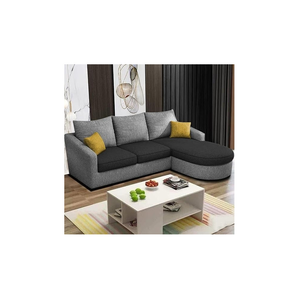 Raj Furniture Eleganceedge 4-Seater Sofa Set For Living Room, Black Grey