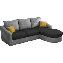 Raj Furniture Eleganceedge 4-Seater Sofa Set For Living Room, Black Grey