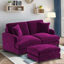 Ripple Furniture Sedona 2 Seater Velvet Sofa Set With Ottoman, Purple