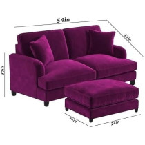 Ripple Furniture Sedona 2 Seater Velvet Sofa Set With Ottoman, Purple