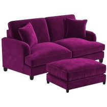 Ripple Furniture Sedona 2 Seater Velvet Sofa Set With Ottoman, Purple