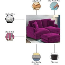 Ripple Furniture Sedona 2 Seater Velvet Sofa Set With Ottoman, Purple