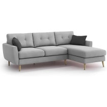 Raj Furniture Royal Azure Elegance 4 Seater L-Shaped Living Room Sofa In Plush Velvet Fabric, Rhs, Grey Fabric