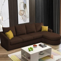 Raj Furniture Sumptuous Serenity: The Round Lounger L-Shape 6 Seater Sofa Set For Your Living Room, Rhs, Brown