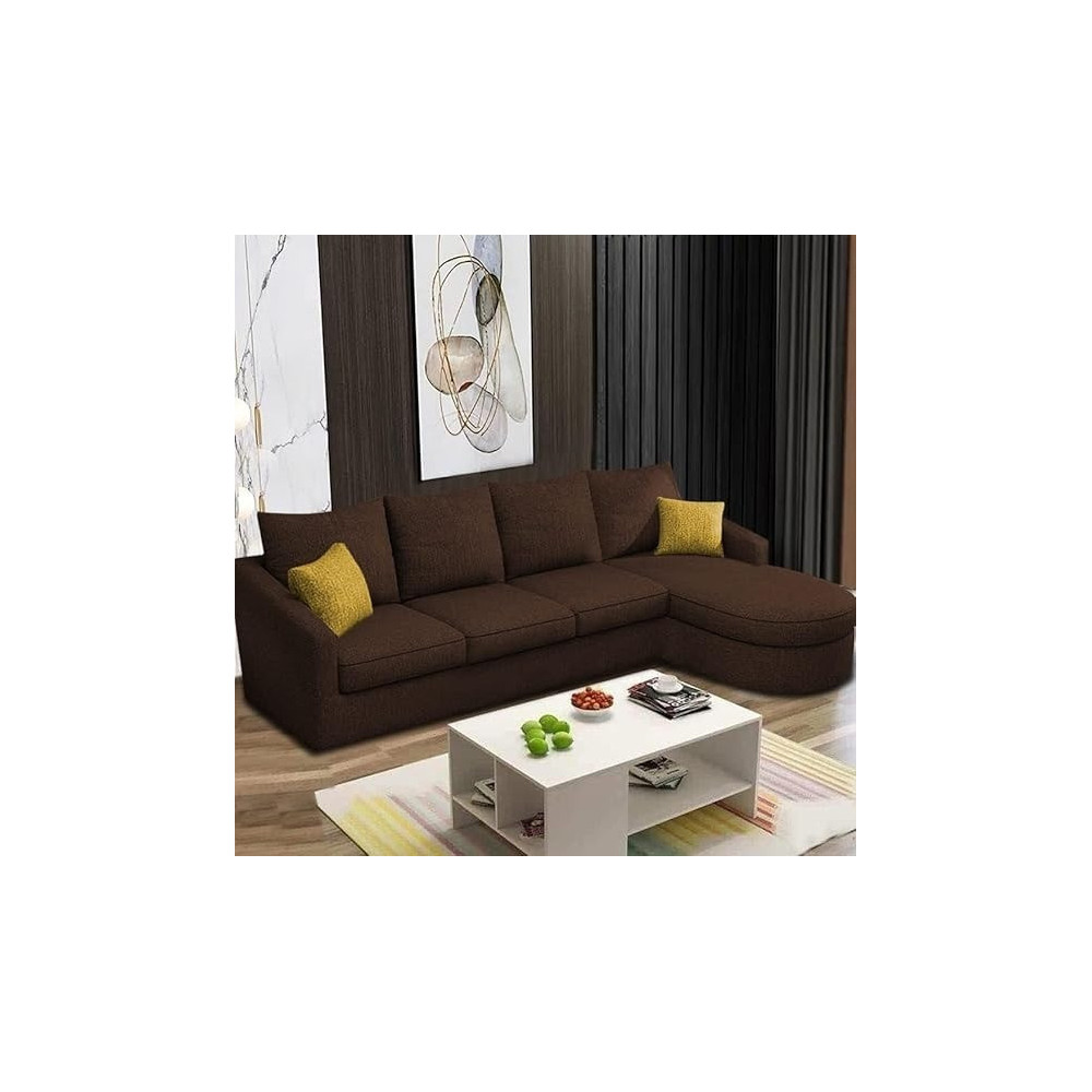 Raj Furniture Sumptuous Serenity: The Round Lounger L-Shape 6 Seater Sofa Set For Your Living Room, Rhs, Brown
