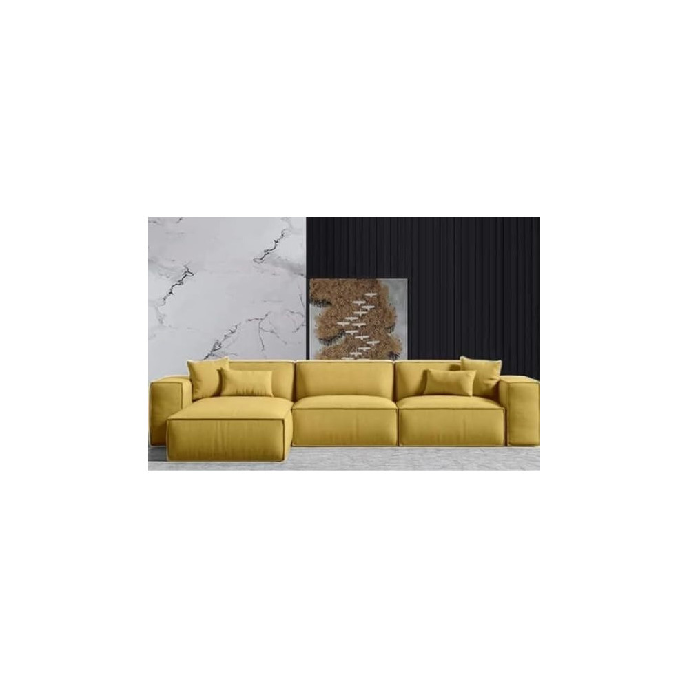 Ripple Furniture L-Shape Modern Style Luxury Home Couch, Right, Yellow