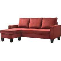 Glory Furniture Jessica, Burgundy Sofa Chaise, 33H x 77W x 52D Inch