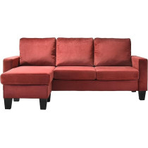 Glory Furniture Jessica, Burgundy Sofa Chaise, 33H x 77W x 52D Inch