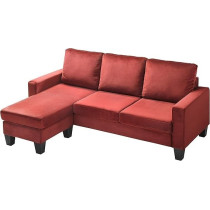 Glory Furniture Jessica, Burgundy Sofa Chaise, 33H x 77W x 52D Inch