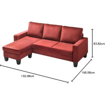 Glory Furniture Jessica, Burgundy Sofa Chaise, 33H x 77W x 52D Inch