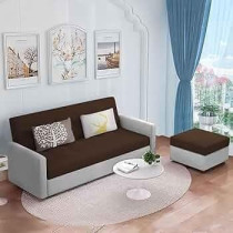 Raj Furniture Luxury 3 Seater Sofa For Living Room In Premium Velvet Fabric, Brown Grey