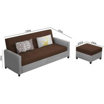 Raj Furniture Luxury 3 Seater Sofa For Living Room In Premium Velvet Fabric, Brown Grey