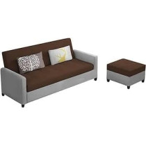 Raj Furniture Luxury 3 Seater Sofa For Living Room In Premium Velvet Fabric, Brown Grey