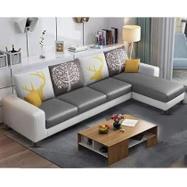 Raj Furniture 6 Seater L Shape Sofa For Living Room, Grey And Dark Grey
