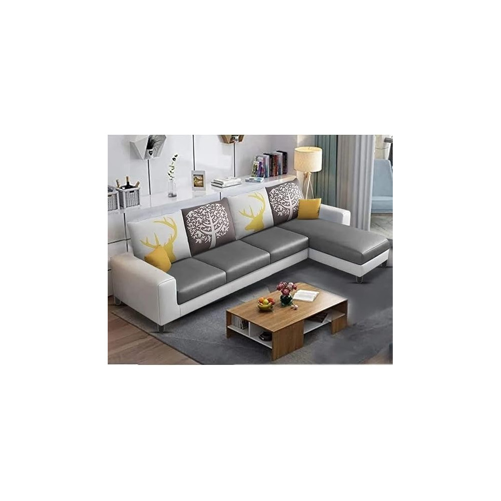Raj Furniture 6 Seater L Shape Sofa For Living Room, Grey And Dark Grey