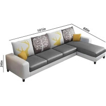 Raj Furniture 6 Seater L Shape Sofa For Living Room, Grey And Dark Grey