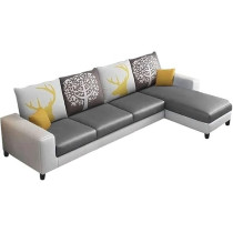 Raj Furniture 6 Seater L Shape Sofa For Living Room, Grey And Dark Grey
