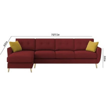 Raj Furniture Luxury 6 Seater L Shape Sofa Set For Living Room In Premium Fabric, Lhs, Maroon