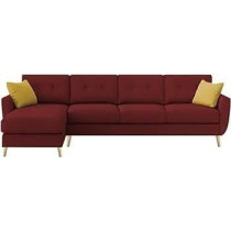 Raj Furniture Luxury 6 Seater L Shape Sofa Set For Living Room In Premium Fabric, Lhs, Maroon