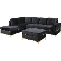 Raj Furniture European Simple Design L- Shape Velvet Sectional Sofa Set Chair With Storage Living Room Sofa Set Soft