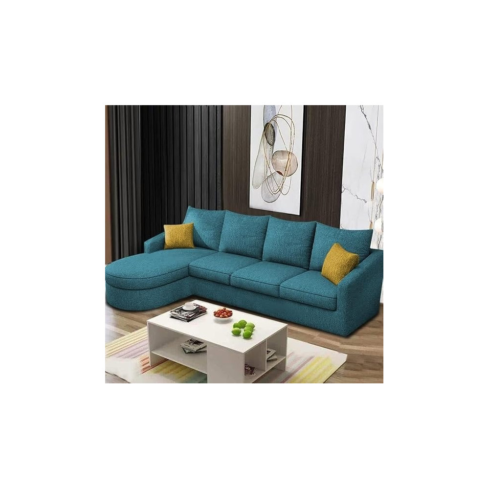 Ripple Furniture Sumptuous Serenity: The Round Lounger L-Shape 6 Seater Sofa Set For Your Living Room (Lhs), Turquise