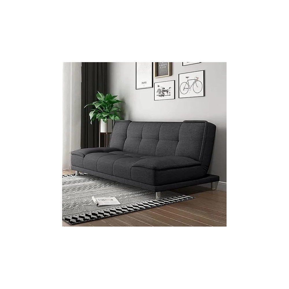 Raj Furniture Elegant Folding Sofa Cum Bed For Living Rooms And Apartments, Dark Grey