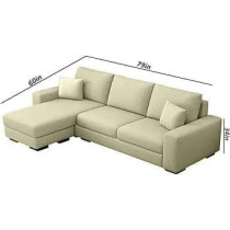 Raj Furniture Luxury Lhs L Shape Sofa For Living Room, Cream Fabric