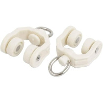 Raj Furniture X-Dree 10Mm Dia Twin Wheel Plastic Curtain Track Rail Roller Hanging Glider, Beige, 30Pcs