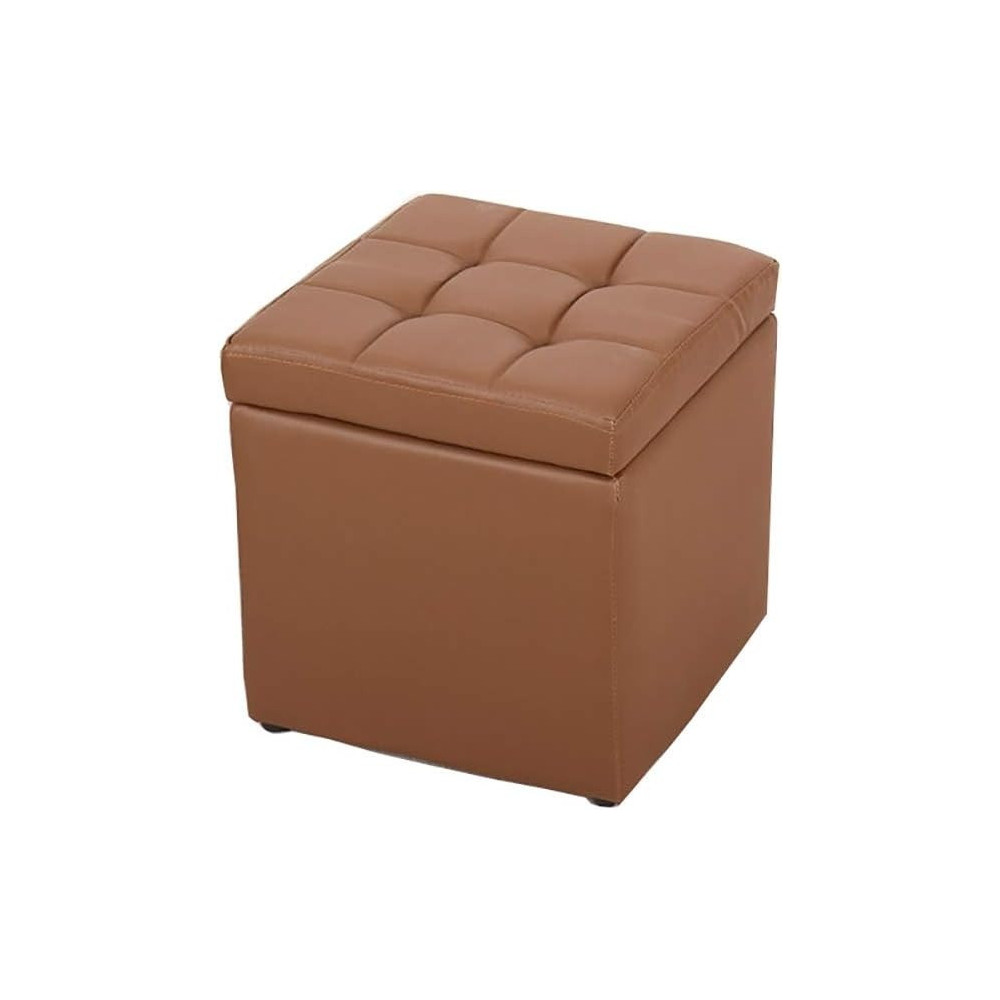 Nubeats Foot Stool Rest Ottoman Storage Boxes Square Stools Chair Living Room Bedroom Vintage Seat Stool Pouffe Chair, Brown, 30 x 30 x 35Cm, Square