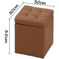 Nubeats Foot Stool Rest Ottoman Storage Boxes Square Stools Chair Living Room Bedroom Vintage Seat Stool Pouffe Chair, Brown, 30 x 30 x 35Cm, Square
