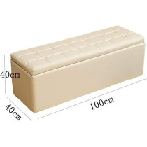 Nubeats Foot Stool Rest Ottoman Storage Boxes Rectangle Stools Chair Living Room Bedroom Vintage Seat Stool Pouffe Chair, Beige, 100 x 40 x 40Cm, Rectangle