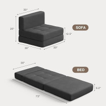Aiho Sleeper Sofa Bed, Memory Foam Futon Sofa Bed, Convertible Chair Bed Sleeper Couch Bed Floor Sofa, Modern Linen Fabric Removable Cover, For Living Room/Apartment/Loft, Dark Grey