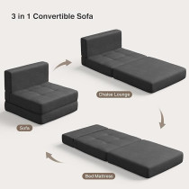 Aiho Sleeper Sofa Bed, Memory Foam Futon Sofa Bed, Convertible Chair Bed Sleeper Couch Bed Floor Sofa, Modern Linen Fabric Removable Cover, For Living Room/Apartment/Loft, Dark Grey
