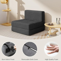 Aiho Sleeper Sofa Bed, Memory Foam Futon Sofa Bed, Convertible Chair Bed Sleeper Couch Bed Floor Sofa, Modern Linen Fabric Removable Cover, For Living Room/Apartment/Loft, Dark Grey