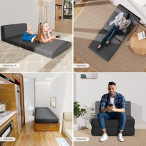 Aiho Sleeper Sofa Bed, Memory Foam Futon Sofa Bed, Convertible Chair Bed Sleeper Couch Bed Floor Sofa, Modern Linen Fabric Removable Cover, For Living Room/Apartment/Loft, Dark Grey