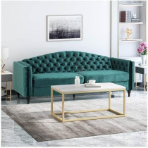 Cotton Home Linen Square Arm Sofa, 85H x 180W x 60D Cm, Green