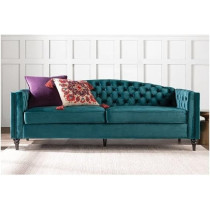 Cotton Home Linen Square Arm Sofa, 85H x 180W x 60D Cm, Green