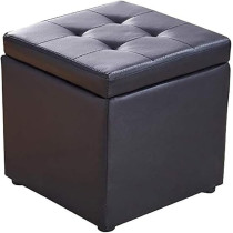 Nubeats Foot Stool Rest Ottoman Storage Boxes Square Stools Chair Living Room Bedroom Vintage Seat Stool Pouffe Chair, Black, 30 x 30 x 35Cm, Square
