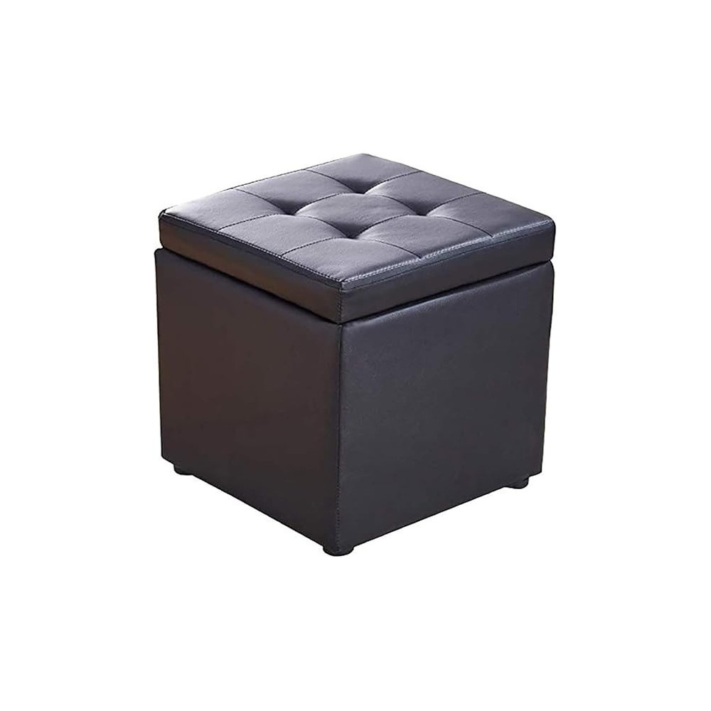 Nubeats Foot Stool Rest Ottoman Storage Boxes Square Stools Chair Living Room Bedroom Vintage Seat Stool Pouffe Chair, Black, 30 x 30 x 35Cm, Square