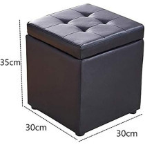 Nubeats Foot Stool Rest Ottoman Storage Boxes Square Stools Chair Living Room Bedroom Vintage Seat Stool Pouffe Chair, Black, 30 x 30 x 35Cm, Square