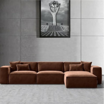 Ripple Furniture L-Shape Modern Style Luxury Home Couch, Left, Dark Brown