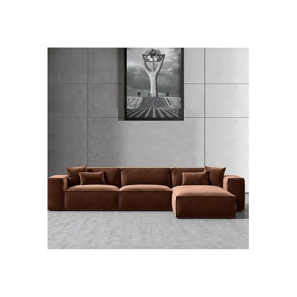 Ripple Furniture L-Shape Modern Style Luxury Home Couch, Left, Dark Brown